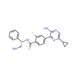 NC[C@@H](NC(=O)c1ccc(-c2nc(C3CC3)cnc2N)cc1F)c1ccccc1 ZINC001772622566