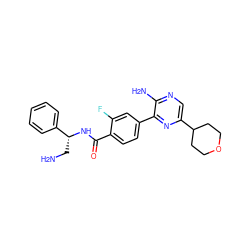 NC[C@@H](NC(=O)c1ccc(-c2nc(C3CCOCC3)cnc2N)cc1F)c1ccccc1 ZINC001772602925