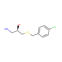 NC[C@@H](O)CSCc1ccc(Cl)cc1 ZINC000002045766