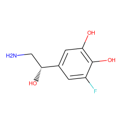 NC[C@@H](O)c1cc(O)c(O)c(F)c1 ZINC000011422354