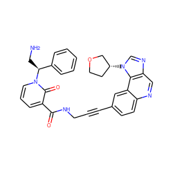 NC[C@@H](c1ccccc1)n1cccc(C(=O)NCC#Cc2ccc3ncc4ncn([C@@H]5CCOC5)c4c3c2)c1=O ZINC000169710272