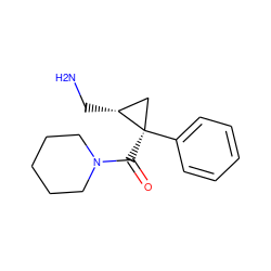 NC[C@@H]1C[C@@]1(C(=O)N1CCCCC1)c1ccccc1 ZINC000029128190