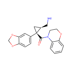 NC[C@@H]1C[C@@]1(C(=O)N1CCOc2ccccc21)c1ccc2c(c1)OCO2 ZINC000029047739