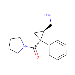 NC[C@@H]1C[C@]1(C(=O)N1CCCC1)c1ccccc1 ZINC000026966739