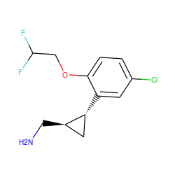 NC[C@@H]1C[C@H]1c1cc(Cl)ccc1OCC(F)F ZINC000299853490