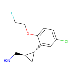 NC[C@@H]1C[C@H]1c1cc(Cl)ccc1OCCF ZINC000299853392