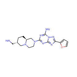 NC[C@@H]1CC[C@H]2CN(c3nc(N)n4nc(-c5ccco5)nc4n3)CCN2C1 ZINC000013585797