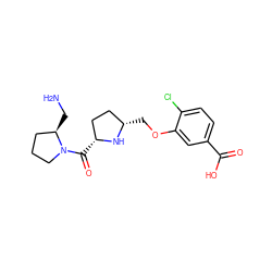 NC[C@@H]1CCCN1C(=O)[C@@H]1CC[C@H](COc2cc(C(=O)O)ccc2Cl)N1 ZINC000024802898