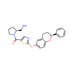 NC[C@@H]1CCCN1C(=O)c1cnc(Oc2ccc3c(c2)CC[C@@H](c2ccccc2)O3)s1 ZINC000145480418