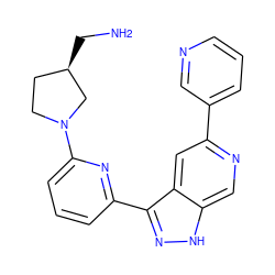 NC[C@@H]1CCN(c2cccc(-c3n[nH]c4cnc(-c5cccnc5)cc34)n2)C1 ZINC000205247206