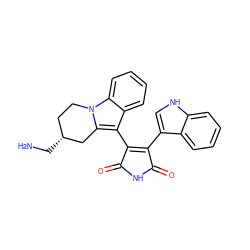 NC[C@@H]1CCn2c(c(C3=C(c4c[nH]c5ccccc45)C(=O)NC3=O)c3ccccc32)C1 ZINC000014948591