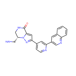 NC[C@@H]1CNC(=O)c2cc(-c3ccnc(-c4cnc5ccccc5c4)c3)nn21 ZINC000071333261