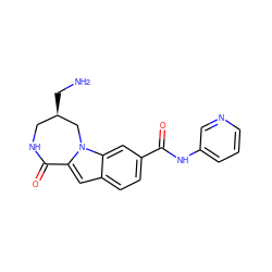 NC[C@@H]1CNC(=O)c2cc3ccc(C(=O)Nc4cccnc4)cc3n2C1 ZINC000029125805