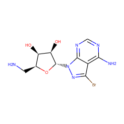 NC[C@@H]1O[C@@H](n2nc(Br)c3c(N)ncnc32)[C@H](O)[C@@H]1O ZINC000013528458