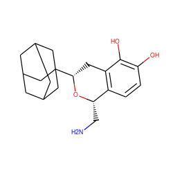 NC[C@@H]1O[C@H](C23CC4CC(CC(C4)C2)C3)Cc2c1ccc(O)c2O ZINC000003782517