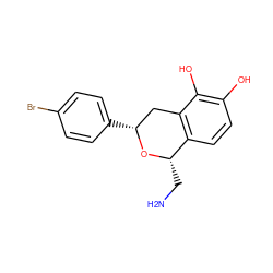 NC[C@@H]1O[C@H](c2ccc(Br)cc2)Cc2c1ccc(O)c2O ZINC000013823797