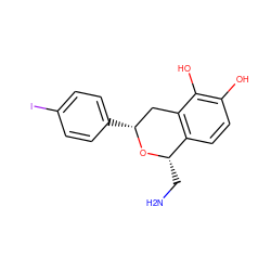 NC[C@@H]1O[C@H](c2ccc(I)cc2)Cc2c1ccc(O)c2O ZINC000013823799