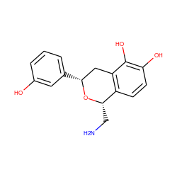 NC[C@@H]1O[C@H](c2cccc(O)c2)Cc2c1ccc(O)c2O ZINC000013823803