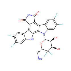 NC[C@@H]1O[C@H](n2c3cc(F)c(F)cc3c3c4c(c5c6cc(F)c(F)cc6[nH]c5c32)C(=O)NC4=O)[C@@H](O)[C@@H](O)C1(F)F ZINC000028471963