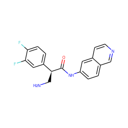 NC[C@H](C(=O)Nc1ccc2cnccc2c1)c1ccc(F)c(F)c1 ZINC000653723936