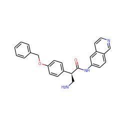 NC[C@H](C(=O)Nc1ccc2cnccc2c1)c1ccc(OCc2ccccc2)cc1 ZINC000653721358