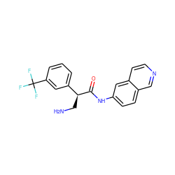 NC[C@H](C(=O)Nc1ccc2cnccc2c1)c1cccc(C(F)(F)F)c1 ZINC000653711418