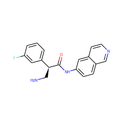 NC[C@H](C(=O)Nc1ccc2cnccc2c1)c1cccc(F)c1 ZINC000653726573