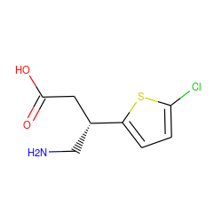 NC[C@H](CC(=O)O)c1ccc(Cl)s1 ZINC000004165187