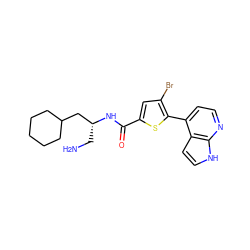 NC[C@H](CC1CCCCC1)NC(=O)c1cc(Br)c(-c2ccnc3[nH]ccc23)s1 ZINC000040401942