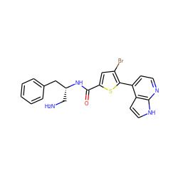 NC[C@H](Cc1ccccc1)NC(=O)c1cc(Br)c(-c2ccnc3[nH]ccc23)s1 ZINC000040407846