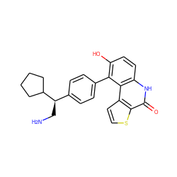 NC[C@H](c1ccc(-c2c(O)ccc3[nH]c(=O)c4sccc4c23)cc1)C1CCCC1 ZINC000164926922