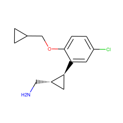 NC[C@H]1C[C@@H]1c1cc(Cl)ccc1OCC1CC1 ZINC000299854393