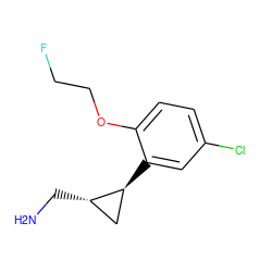 NC[C@H]1C[C@@H]1c1cc(Cl)ccc1OCCF ZINC000299853391