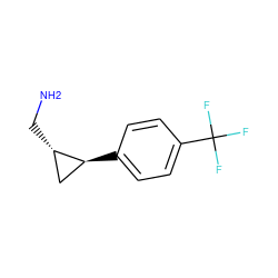 NC[C@H]1C[C@@H]1c1ccc(C(F)(F)F)cc1 ZINC000040955415