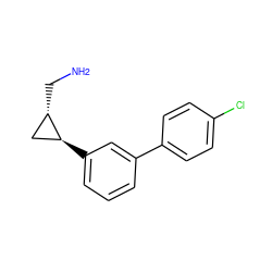 NC[C@H]1C[C@@H]1c1cccc(-c2ccc(Cl)cc2)c1 ZINC000034893399