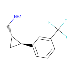 NC[C@H]1C[C@@H]1c1cccc(C(F)(F)F)c1 ZINC000040956877