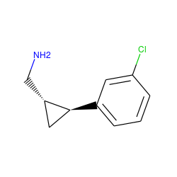 NC[C@H]1C[C@@H]1c1cccc(Cl)c1 ZINC000040956995