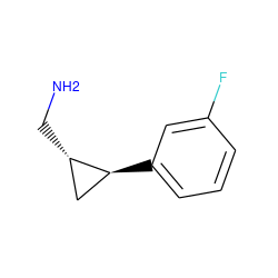 NC[C@H]1C[C@@H]1c1cccc(F)c1 ZINC000040953743