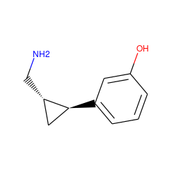 NC[C@H]1C[C@@H]1c1cccc(O)c1 ZINC000040848193