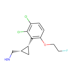 NC[C@H]1C[C@H]1c1c(OCCF)ccc(Cl)c1Cl ZINC000653700481