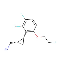 NC[C@H]1C[C@H]1c1c(OCCF)ccc(F)c1F ZINC000653699278