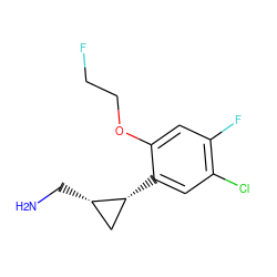 NC[C@H]1C[C@H]1c1cc(Cl)c(F)cc1OCCF ZINC000653714999