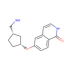 NC[C@H]1CC[C@@H](Oc2ccc3c(=O)[nH]ccc3c2)C1 ZINC000043194765