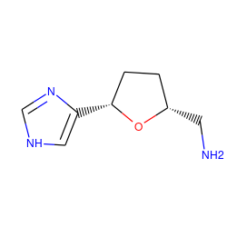 NC[C@H]1CC[C@@H](c2c[nH]cn2)O1 ZINC000013524048