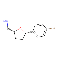 NC[C@H]1CC[C@@H](c2ccc(Br)cc2)O1 ZINC000035994409