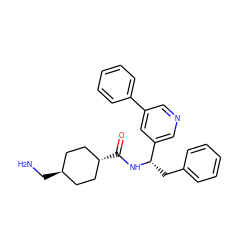 NC[C@H]1CC[C@H](C(=O)N[C@@H](Cc2ccccc2)c2cncc(-c3ccccc3)c2)CC1 ZINC000299871201