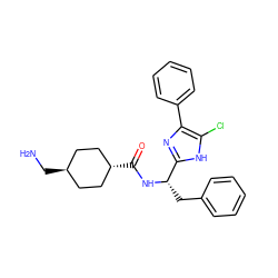 NC[C@H]1CC[C@H](C(=O)N[C@@H](Cc2ccccc2)c2nc(-c3ccccc3)c(Cl)[nH]2)CC1 ZINC000299865886