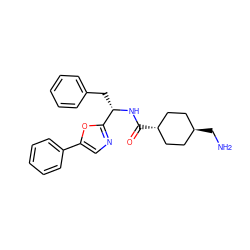 NC[C@H]1CC[C@H](C(=O)N[C@@H](Cc2ccccc2)c2ncc(-c3ccccc3)o2)CC1 ZINC000299827391