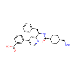 NC[C@H]1CC[C@H](C(=O)N[C@H](Cc2ccccc2)c2cc(-c3cccc(C(=O)O)c3)ccn2)CC1 ZINC000653727951