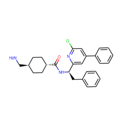 NC[C@H]1CC[C@H](C(=O)N[C@H](Cc2ccccc2)c2cc(-c3ccccc3)cc(Cl)n2)CC1 ZINC000299871753